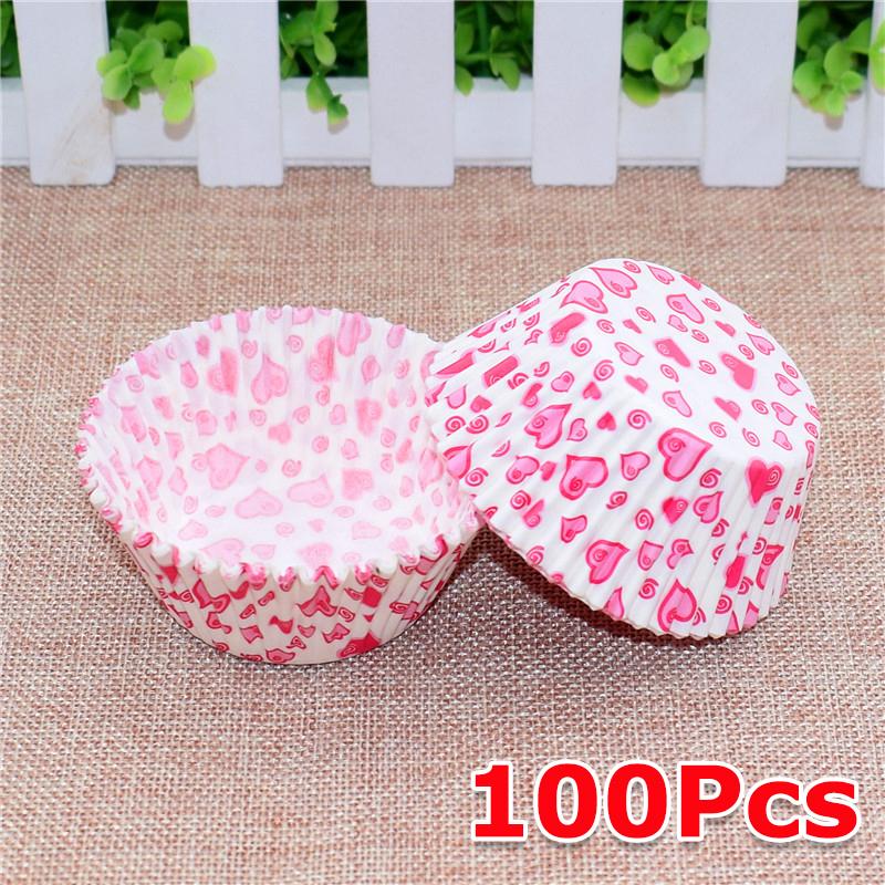 100PCS/Pack Disposable Cupcakes Cake Dessert Greaseproof Paper Dessert Making Paper Cups Festival Hygienic Party