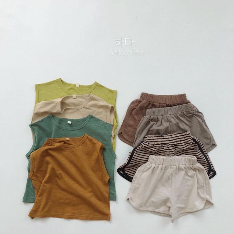 Retro Japanese Korean Style Loose Solid Unisex Kids Summer Shorts