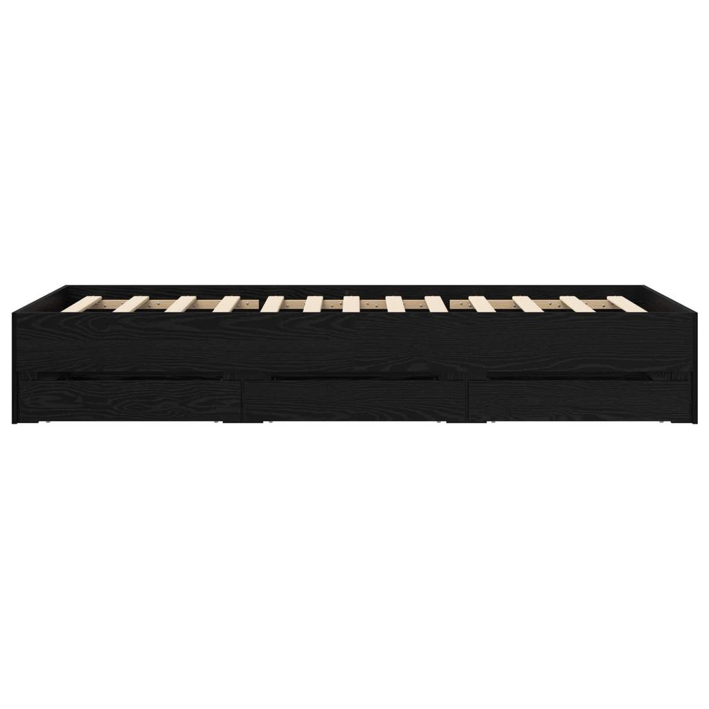 Bed Frame with Storage Black Oak 80 x 200 cm