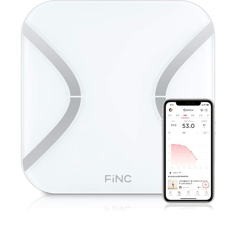

FiNC Original Body Composition Meter [Smartphone linked/Automatic recording/Bluetooth/High performance scale Weight/BMI/visceral fat/body fat/body