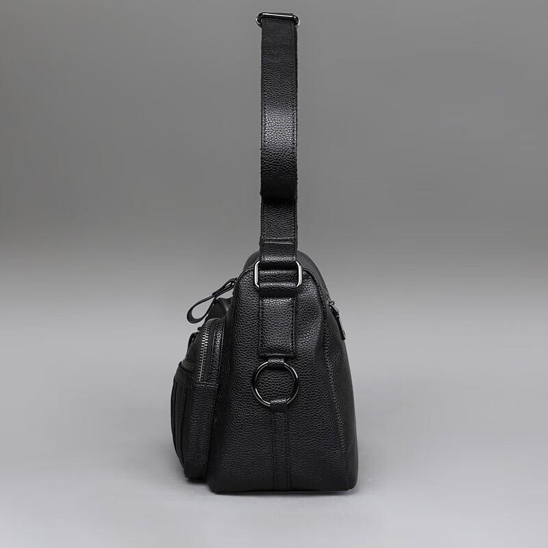 Genuine Top Layer Cowhide Crossbody Bag Women Large Capacity Saddle Style Shoulder Black Casual Daily Use