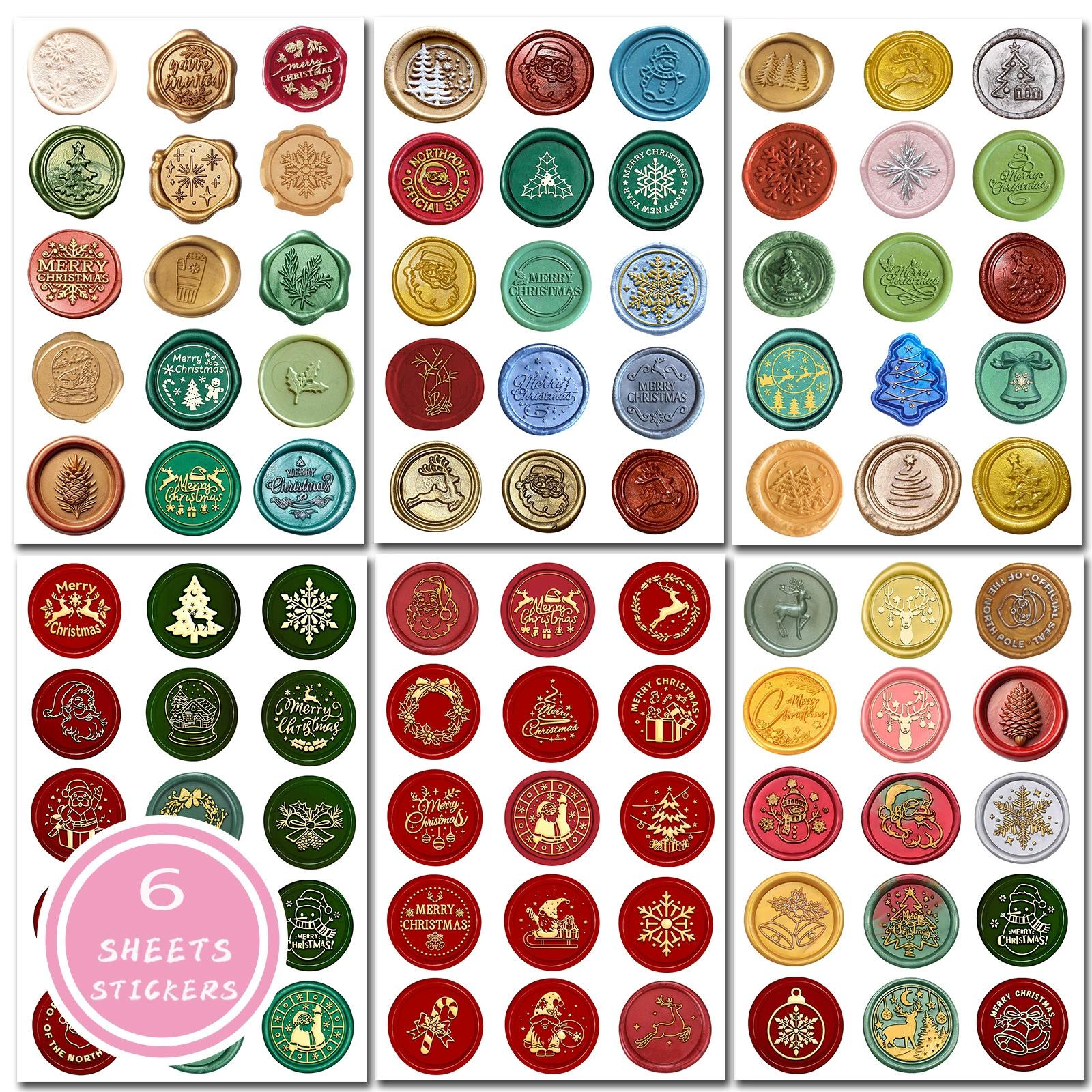 

6 Sheets 2026 Christmas Stickers Santa Bells Gift Decorative Stickers Scrapbooking Journal Sticker