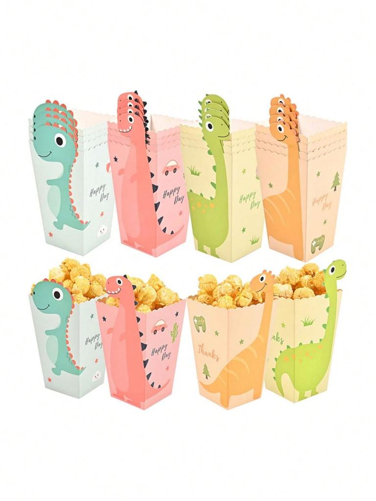 12/24 Piece Popcorn Box, Cute Dinosaur Party Popcorn Bag, Small Caramel Popcorn Box, Perfect for Party, Birthday, Family Party