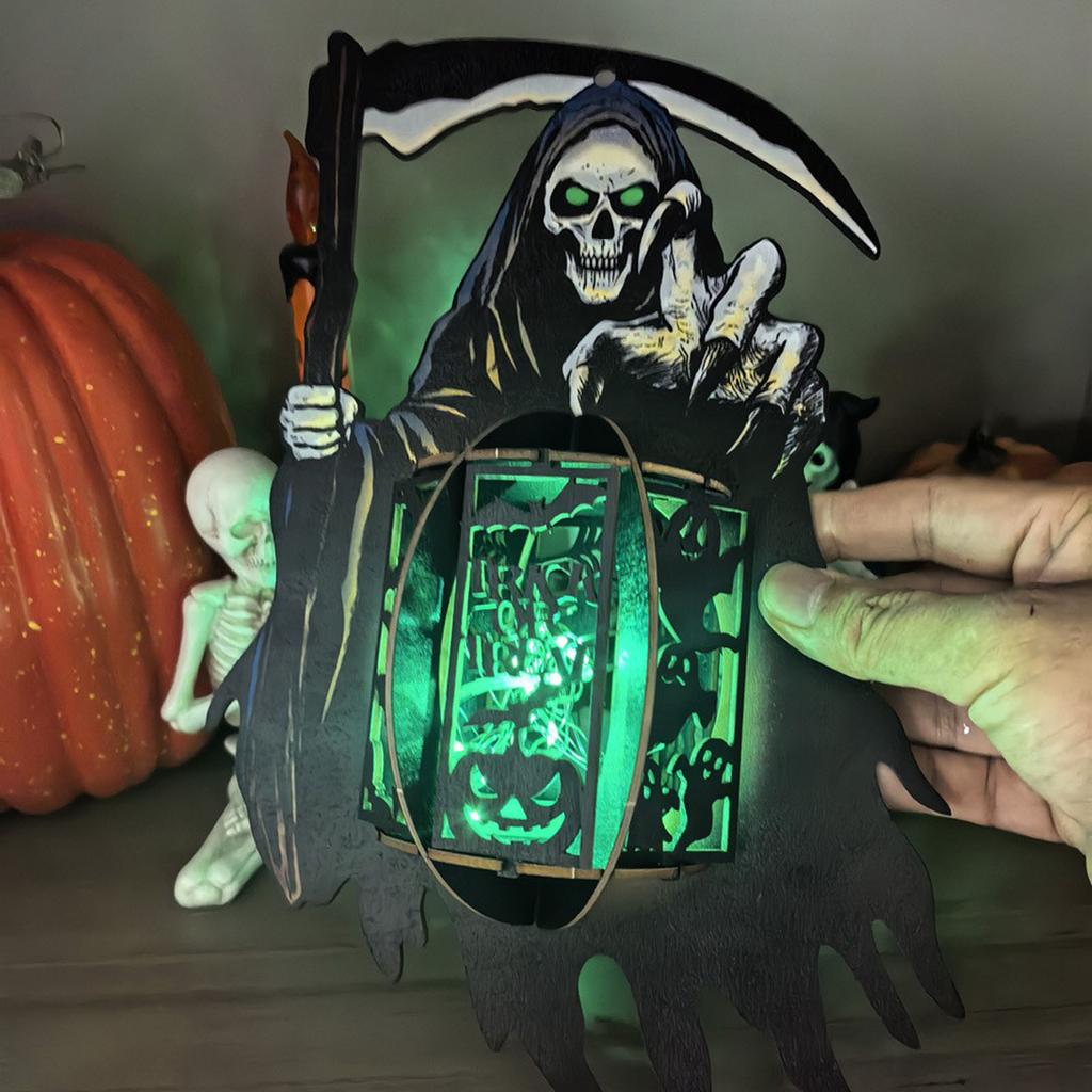 Creative Halloween Wooden Hollowed-out With Lights, Pendants, Display Stands, And Small Night Lights.