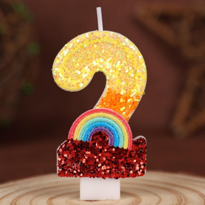 Hope Rainbow Numbers Birthday Candle Cake Party Decoration Birthday Handmade Candles 0-9
