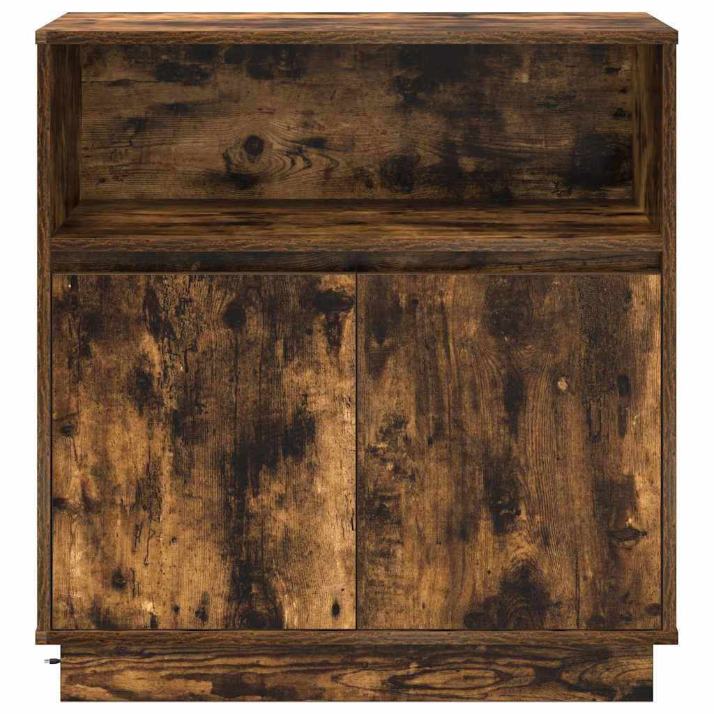 LED Sideboard Smoked Oak 71 x 34.5 x 75 cm Particleboard