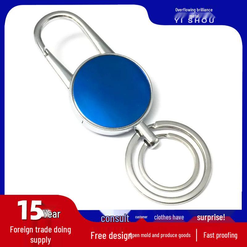 Personalized Round Metal Keychain with Laser Engraved Anti-Lost Logo 85*25 mm