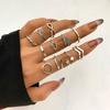 Sada prstenů s českým zlatým řetízkem pro ženy Fashion Boho Coin Snake Moon Rings Dárkové šperky Party Trend