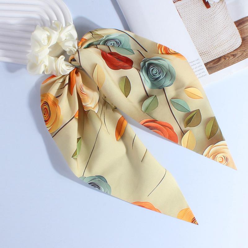 2024 Large Floral Scrunchie Ribbon Hair Accessories for Ponytails
