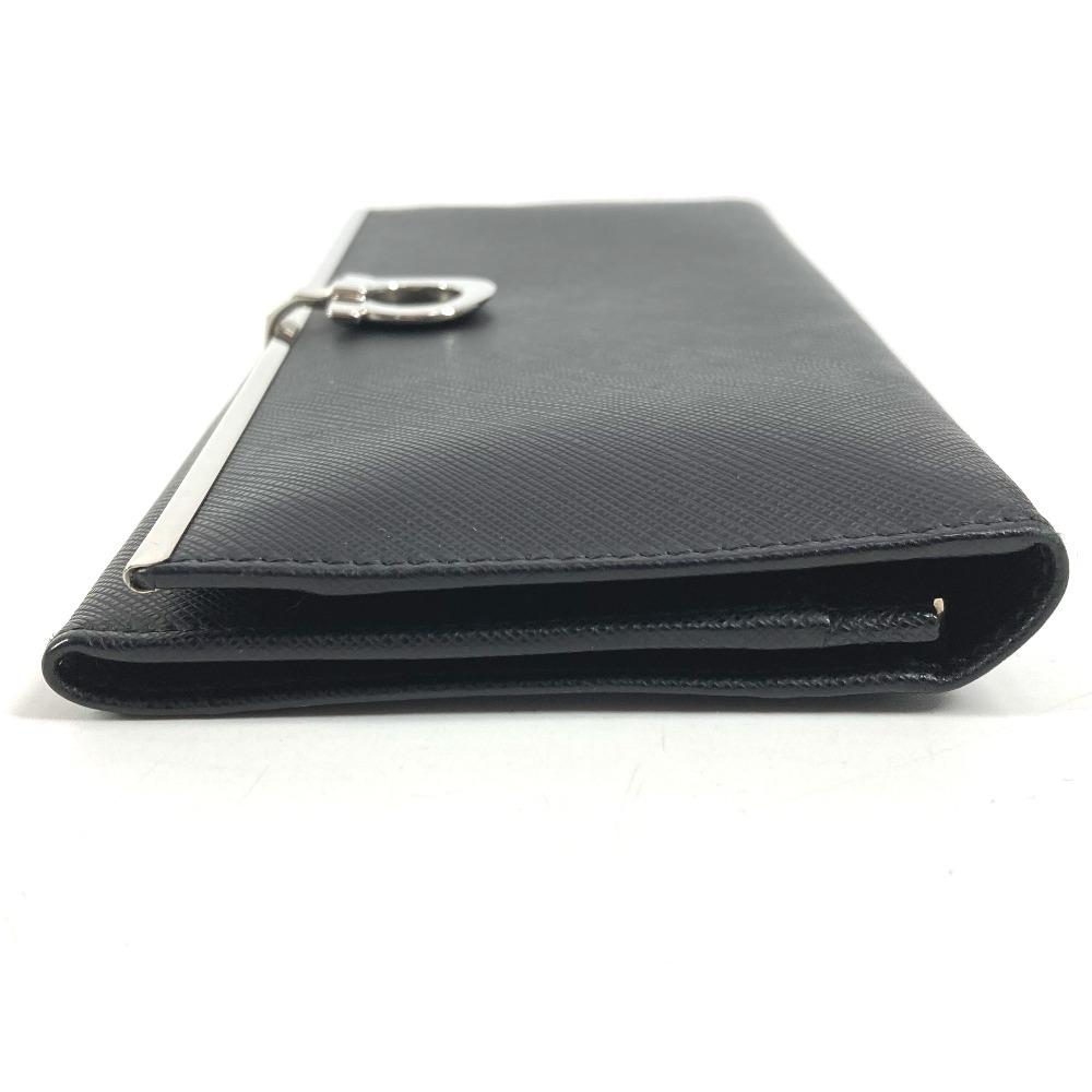 Salvatore Ferragamo Gancini logo Long wallet Long Wallet Leather Black/Silver
