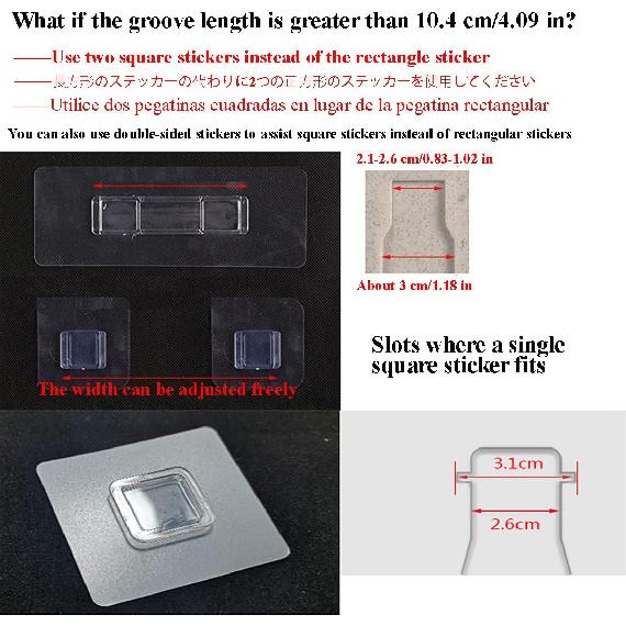 12 PCS Wall Mounted Replacement Sticky pads for Kitchen Bathroom Shower Caddy Organizer Rack Holder Nail Free Adhesive Hooks (Square)