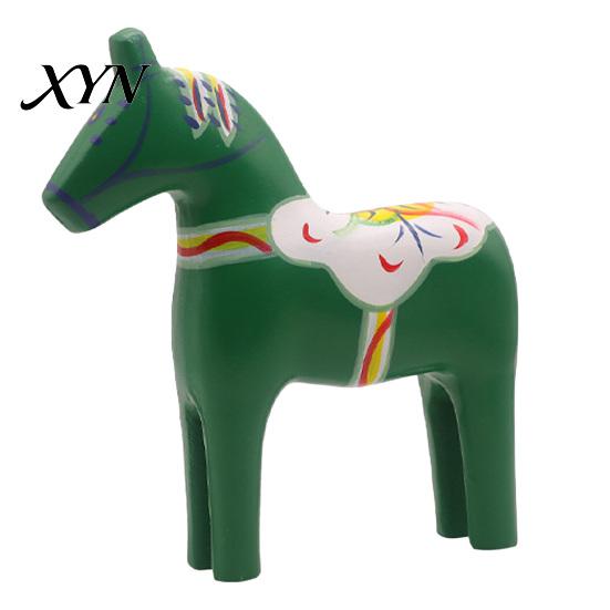 Nordic Home Decor Horse Hand Painted Dala Trojan Figurine, Solid Wood Traditional Swedish Statue, Rustic Decorative Tabletop Ornament for Farmhouse