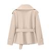 Damen Kurzer Trenchcoat mit langen Ärmeln, Gürtel und Knopfleiste