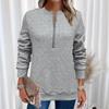 Women Spring Autumn New Style Hoodie Half Zip Design Sense Crew Neck Long Sleeve Solid Color Casual Versatile Top