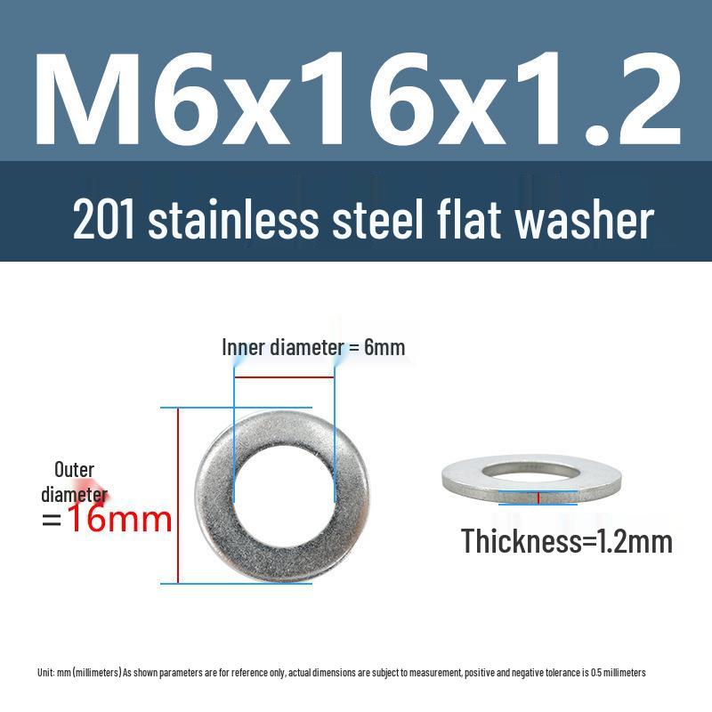 Yigu Oversized Thickened 201 Stainless Steel Flat Washers for M3, M4, M5 Industrial Use