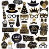 Black and Gold Birthday Party Decoration Set - 36-Piece Photo Props
