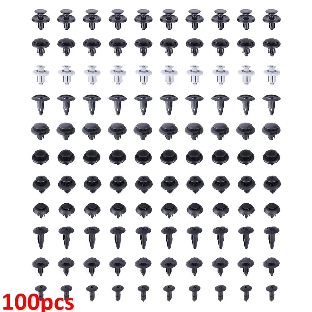 Forskjellige størrelser Bilfesteklips Naglepinne Snap Nylon Dørpanel Spiker Feste Bumper Plastskrue Feste Spikersett