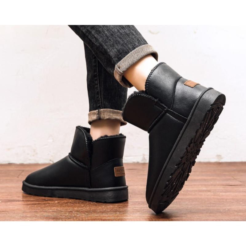 Leather Snow Boots with Thick Padding for Warmth and Protection Waterproof and Breathable Foot Cover. Short Boots