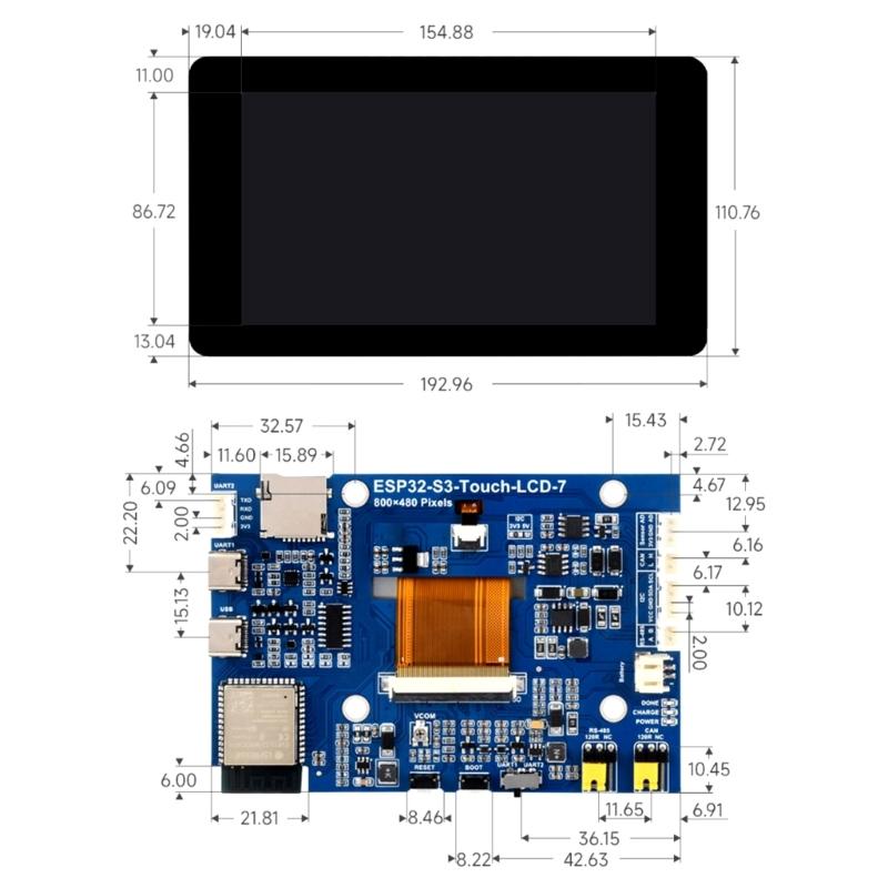 ESP32 7inch 800x480 LCD Display Touch Screens Development Board Bluetooth-compatible 8MB Flashed Capacitive Screens