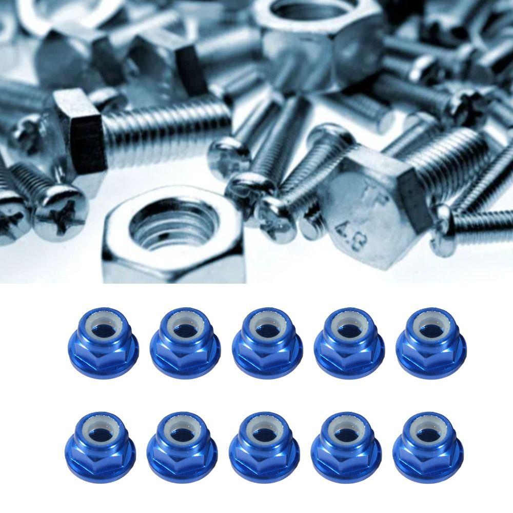10 pcs M3 / M4 Thread Size Nylon Insert Self-Locking Nuts Nylon Insert Aluminum Alloy CNC Lock Nuts Hex with Flange