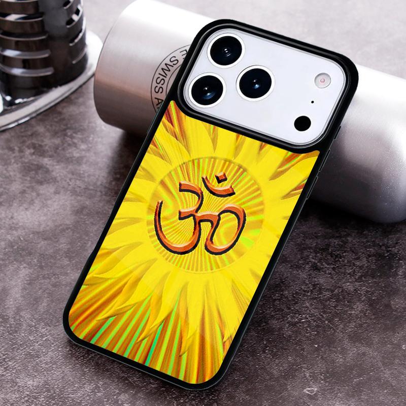 Aum om Namaste symbol floral zen yoga Phone Case For iPhone 17 16 15 14 13 12 11 Pro Max Plus 17Air Soft Silicone Cover
