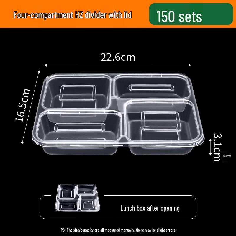Disposable 4-Compartment Meal Containers