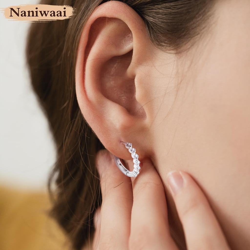 Cercei Naniwaai Argint de Înaltă Calitate Aur 18K Platină Alb Cercuri pentru Femei, Populari, Zirconiu, Cercei, Inel Nepurtat, Hipoalergenici, Aur, Placați,