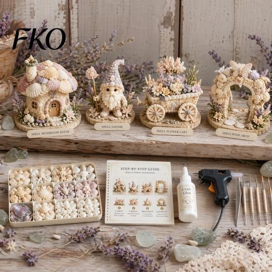 Kit Decorazione Fatto a Mano Conchiglia Kit Creativo Fai da Te, Creature Fantastiche di Conchiglie con Conchiglie e Strumenti, Set Creazioni per Principianti Idea Regalo