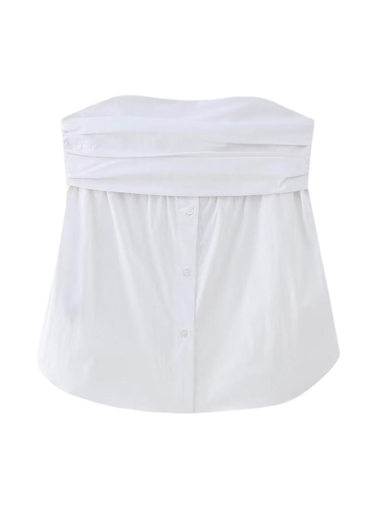 

MESTTRAF женские модные топы-бюстье из эластичного поплина без бретелек, винтажные топы-бюстье с прямым вырезом и пуговицами спереди, женские майки Mujer