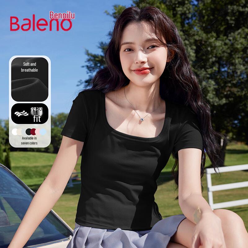 Baleno Women s Square Neck Slim Fit Short Sleeve T-Shirt M
