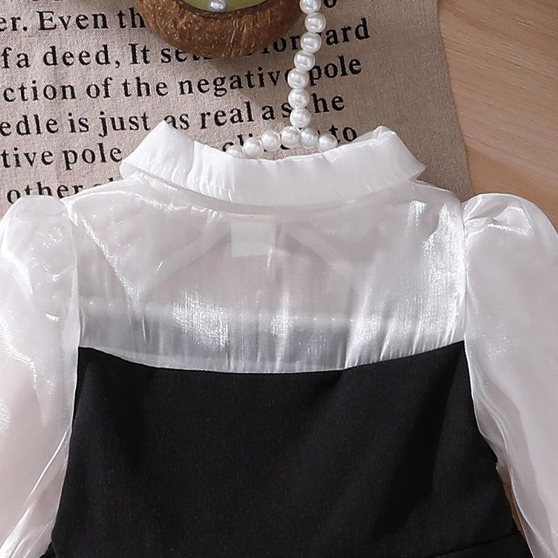 2025 Autumn Girls' Korean Bowknot Mesh Princess Dress – Sweet Long Sleeve Style