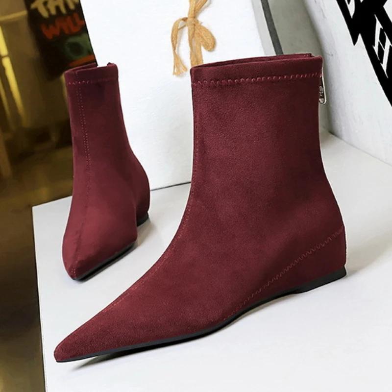 Fashion Sexy Pointed Toe Women High Heels Shoes Fashion Wedges Ankle Boots 2025 Trend New Party Dress Elegant Hot Sale Zapatos De Mujer