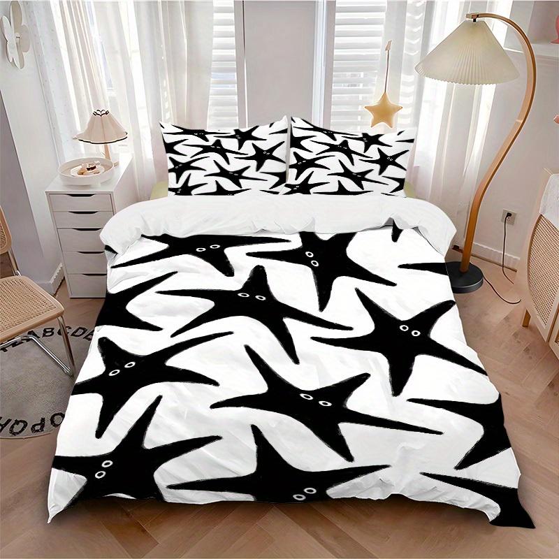 3pcs Starfish Pattern Bedding Set, Breathable and Soft, Suitable for All Seasons, Ideal for Home Use, Suitable for Bedroom Decor 21140