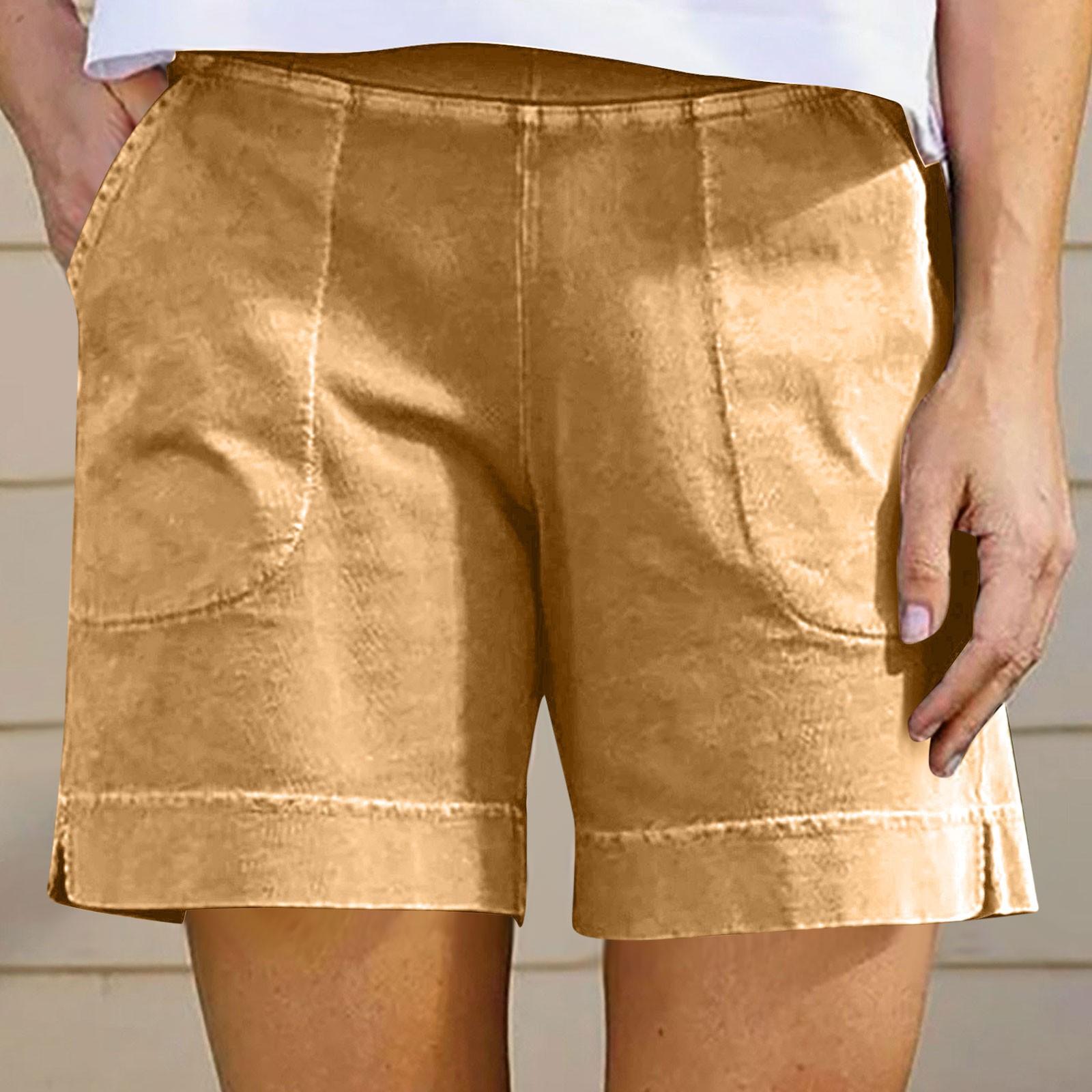 

Женские повседневные летние эластичные пляжные шорты однотонные повседневные шорты XL жёлтый