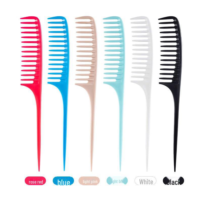 Peigne à cheveux bouclés portable à dents larges et queue pointue pour filles