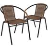 Set of 2 Modern Rattan Stack Chairs Indoor/Outdoor Patio Curved Back Cross Bracing Brown, Customized