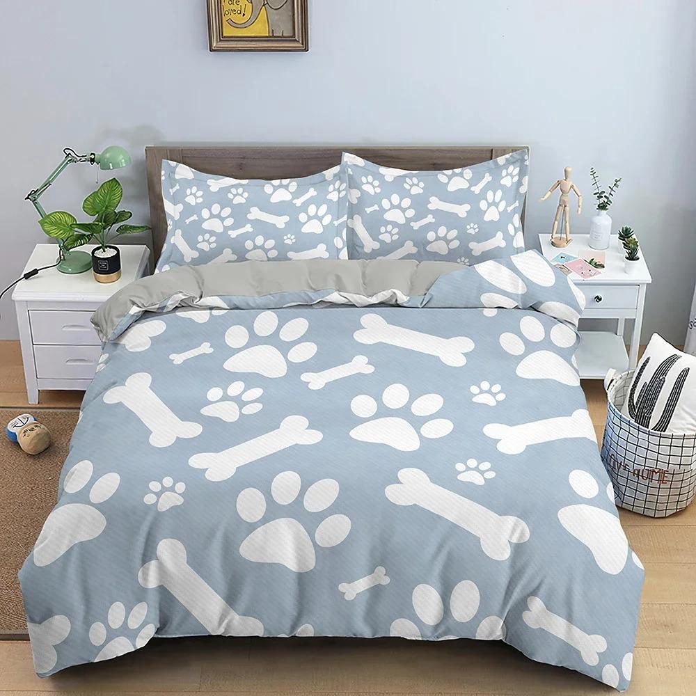 Zestaw pościeli 3D Dog Bone Zestaw poszewek na kołdrę dla dzieci Zestaw pościeli Poszewka na kołdrę 220x240 z 12 poszewkami na poduszki Zestawy pościeli Twin Queen