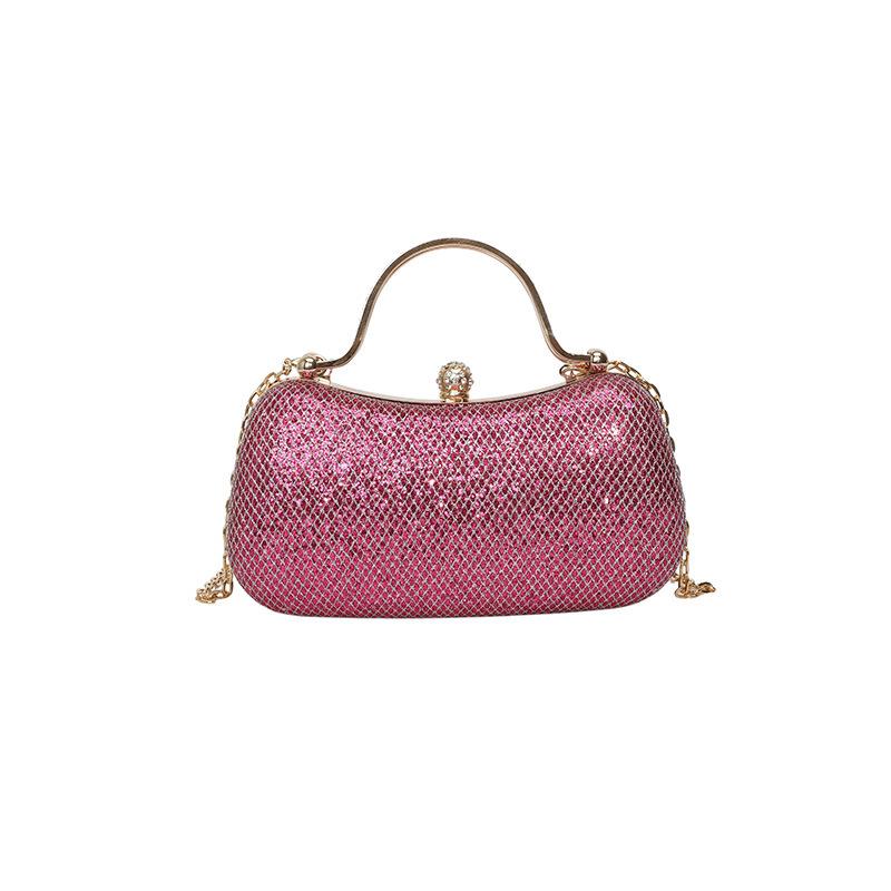 1pc New Fashion Chain Handbag Banquet Shoulder Slung Small Unique Handbag Gold Bag Dinner Bag Storage Bag