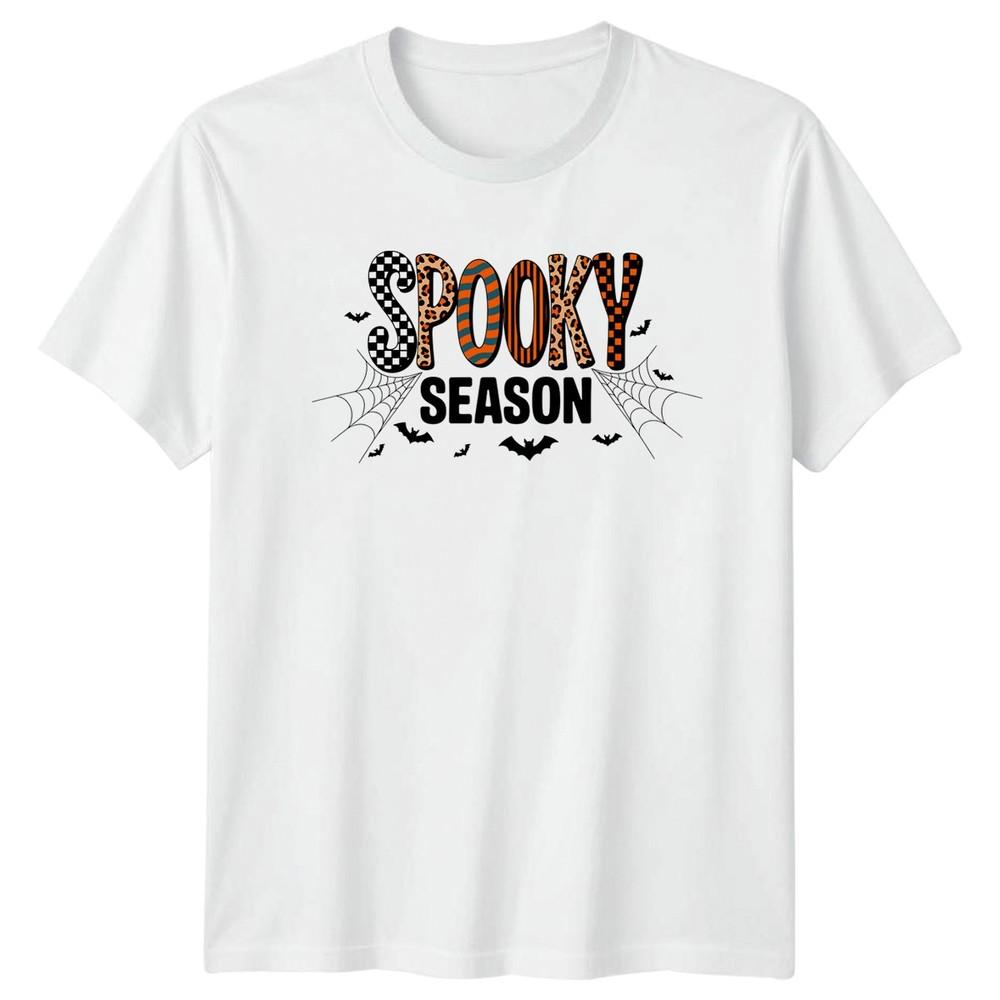Spooky Season TShirt Retro Bat Spiderweb Halloween Gift For Him And Her