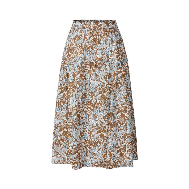 JZ Resort Floral Pleated 100% Cotton Midi Skirt