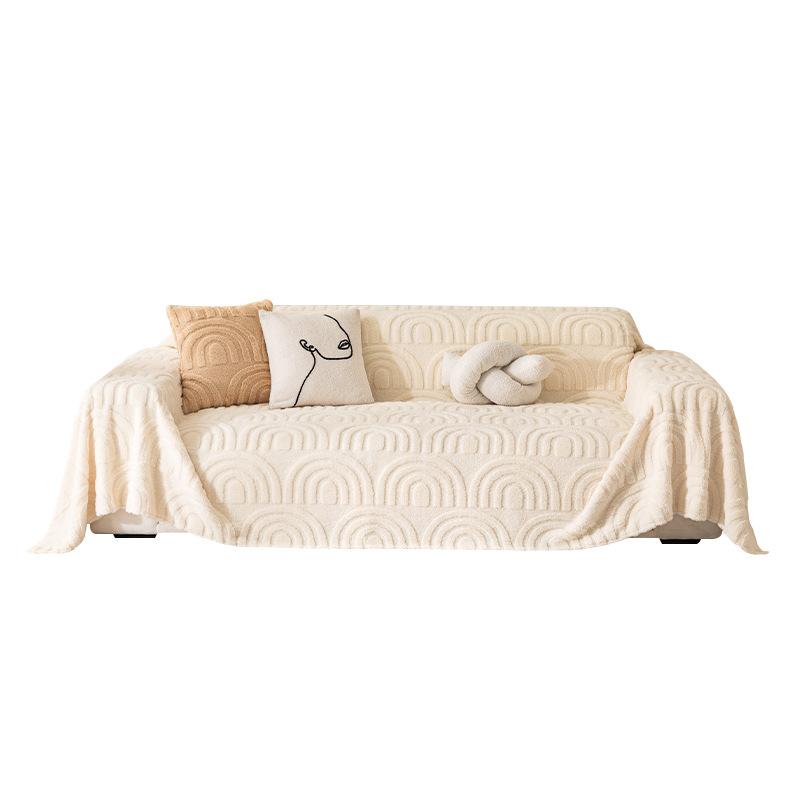 Jacquard Velvet Sofa Integrated Winter Plush Full Covered Sofa Cushion Non-Slip Sofa Cover Cover Blanket