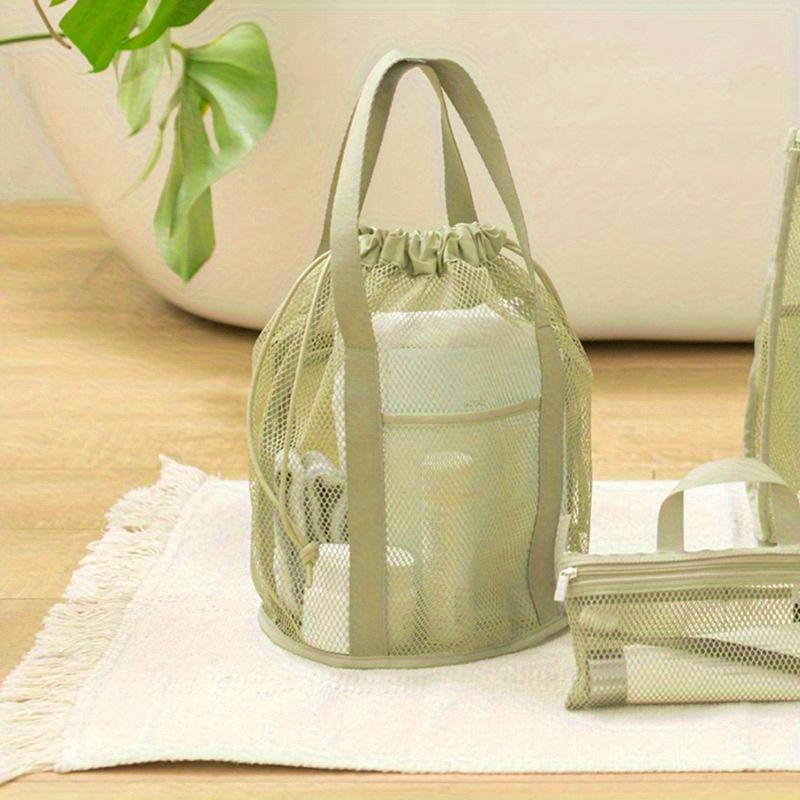 Travel Large Capacity Mesh Nylon Cosmetic Bag Organizer Foldable Casual Mesh Drawstring Bags Rope Bundle Pocket Swim Washing Bag