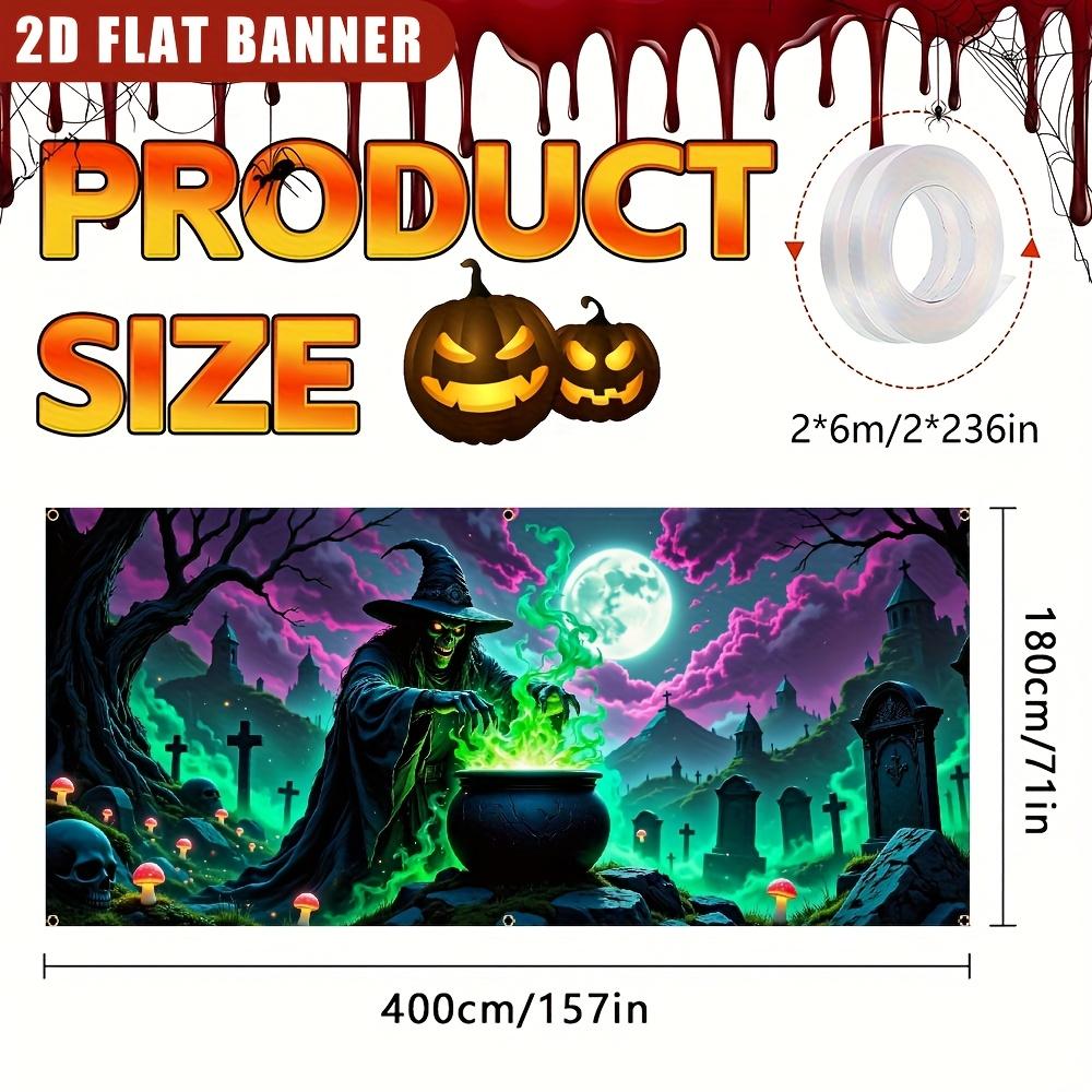 2D Banner, 1 Halloween Garage Door Cover - Ghostly Magician, Perfect for Halloween Parties.zyc