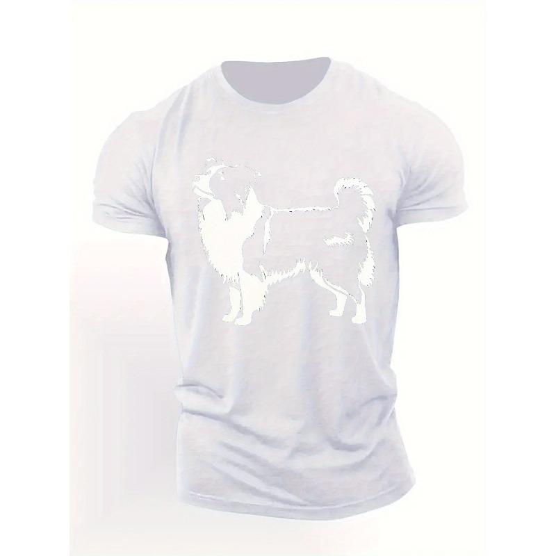 European sizes Men's Border Collie Silhouette T-Shirt - Casual Summer Short Sleeve Tee Suitable for Dog Owners