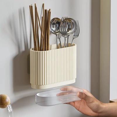 Kitchen Chopsticks Holder Wall Mounted Household Draining Spoon Bucket Spoon Storage Box Chopstick Cage Dinnerware
