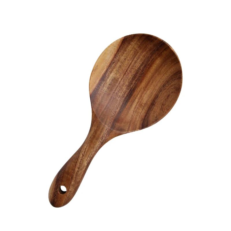 Wooden Kitchen Spoon Teak Wood Strainer Spoon Rice Scoop Paddle Large Wooden Spoon Skimmer for Cooking Wooden Kitchen Utensils