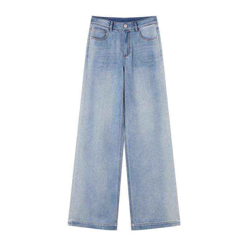 Women s High-Waist Star-Embellished Straight-Leg Denim Jeans XL джинсовый синий