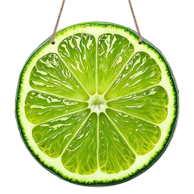 2D Flat Aluminum Simulated Lime Slice Decorative Signs and Plaques, Available in Various Sizes. Fresh Green Lime Fruit Pattern Wall Decorations 7.87×7.87inch