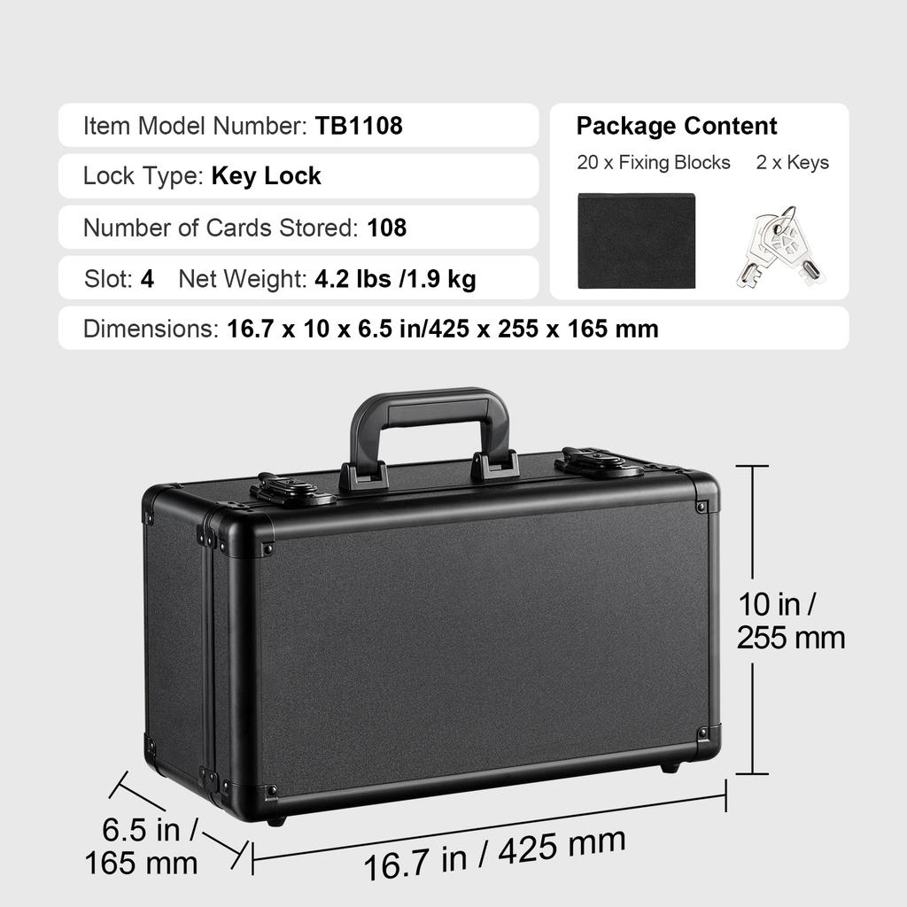 SucceBuy Graded Card Storage Box 4 Slots or 5Slots with Key Lock or Coded Lock Foam Dividers for 96/108/120/162 PSA Graded Cards