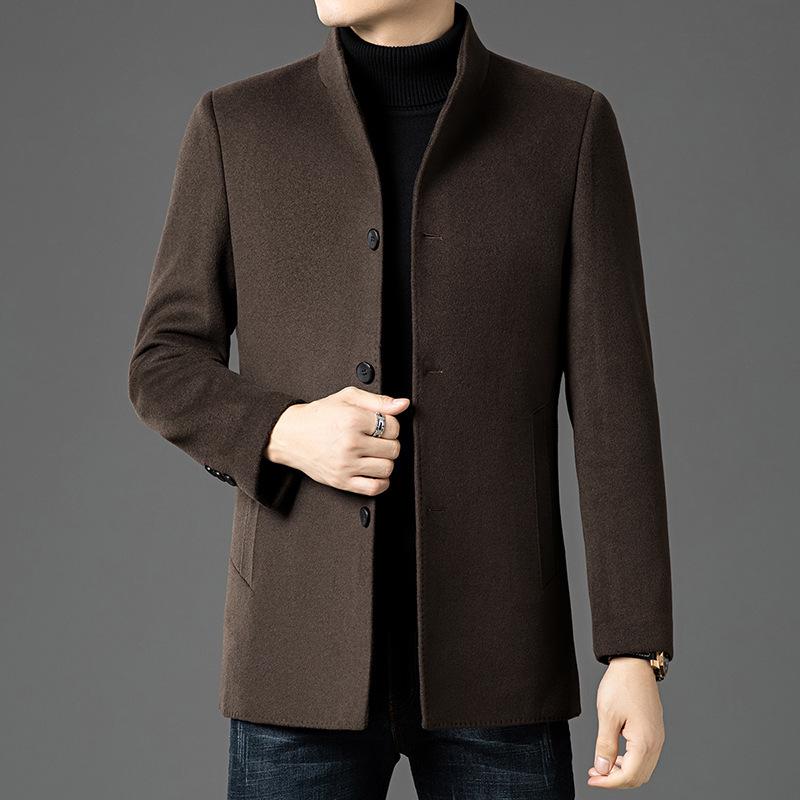 

Men s Stand Collar Wool Coat with Detachable Down Liner – Thickened Loose Fit for Autumn/Winter 4XL